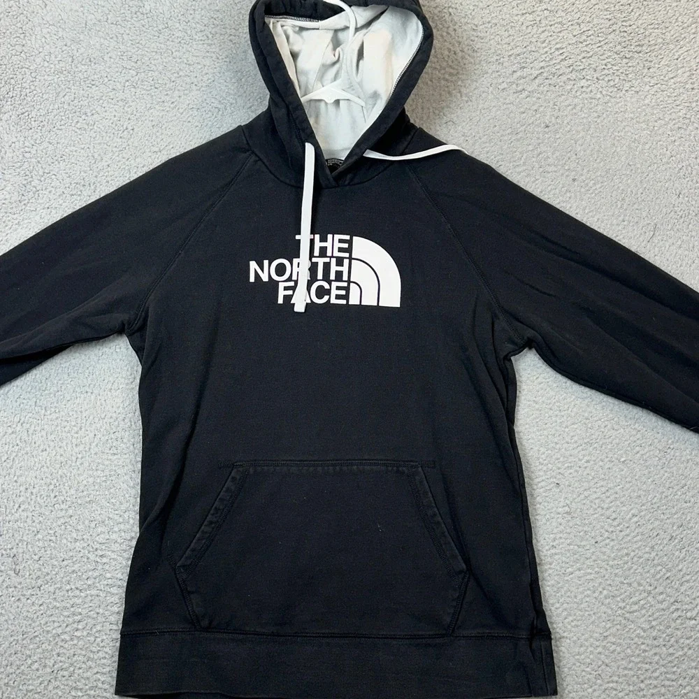 The North Face Hoodie Mens Large Pullover Sweatshirt Black Graphic Drawstring